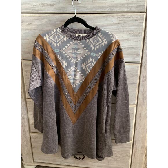 Oli & Hali Aztec Sweater Tunic Top - XL - Boho Western Style - Picture 2 of 5